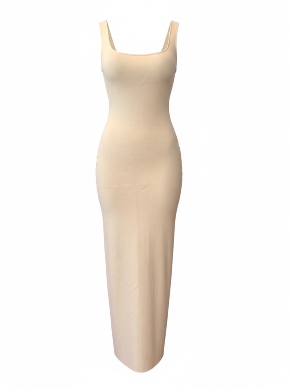 MESHKI Amara Scoop Neck Low Back Knit Maxi Dress Cream Size Medium NWOT